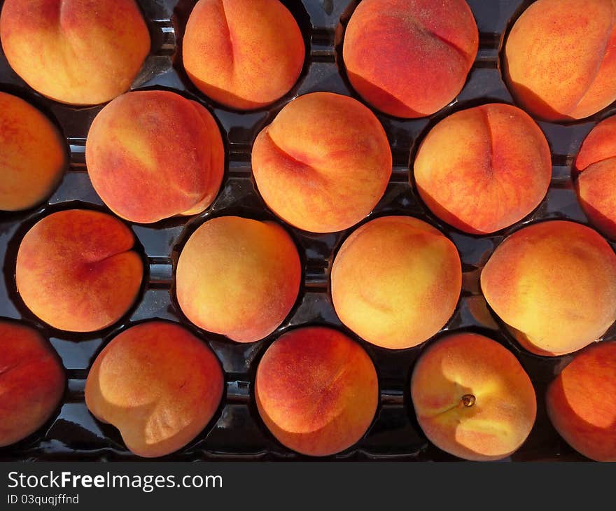 Peaches for sale at a local farmers market