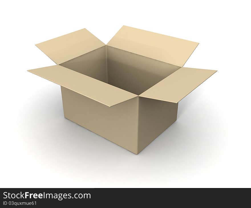 Corrugated cardboard box isolated on white background.