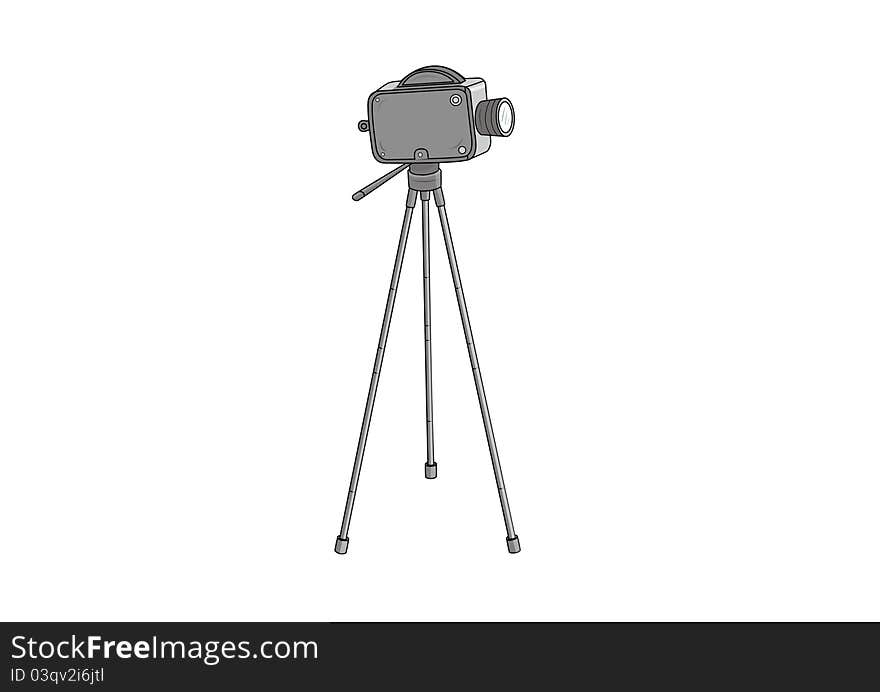 Old movie camera on tripod