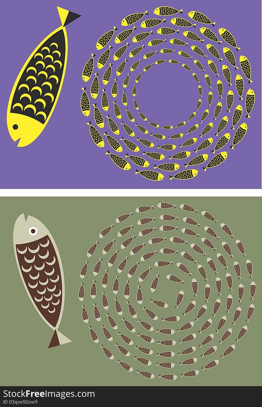 Fish circular pattern, two variants