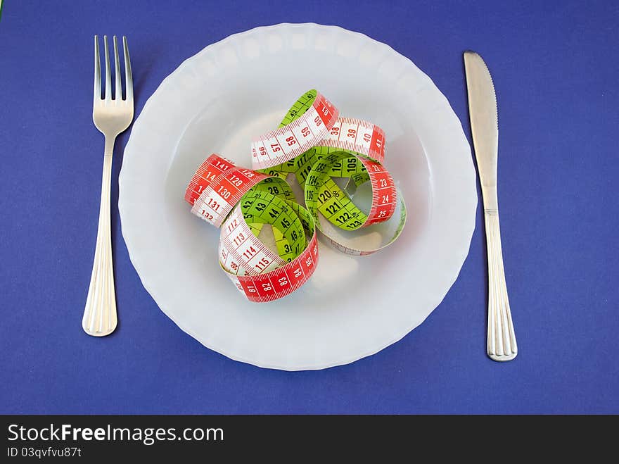 Plate with metric tape studio photography