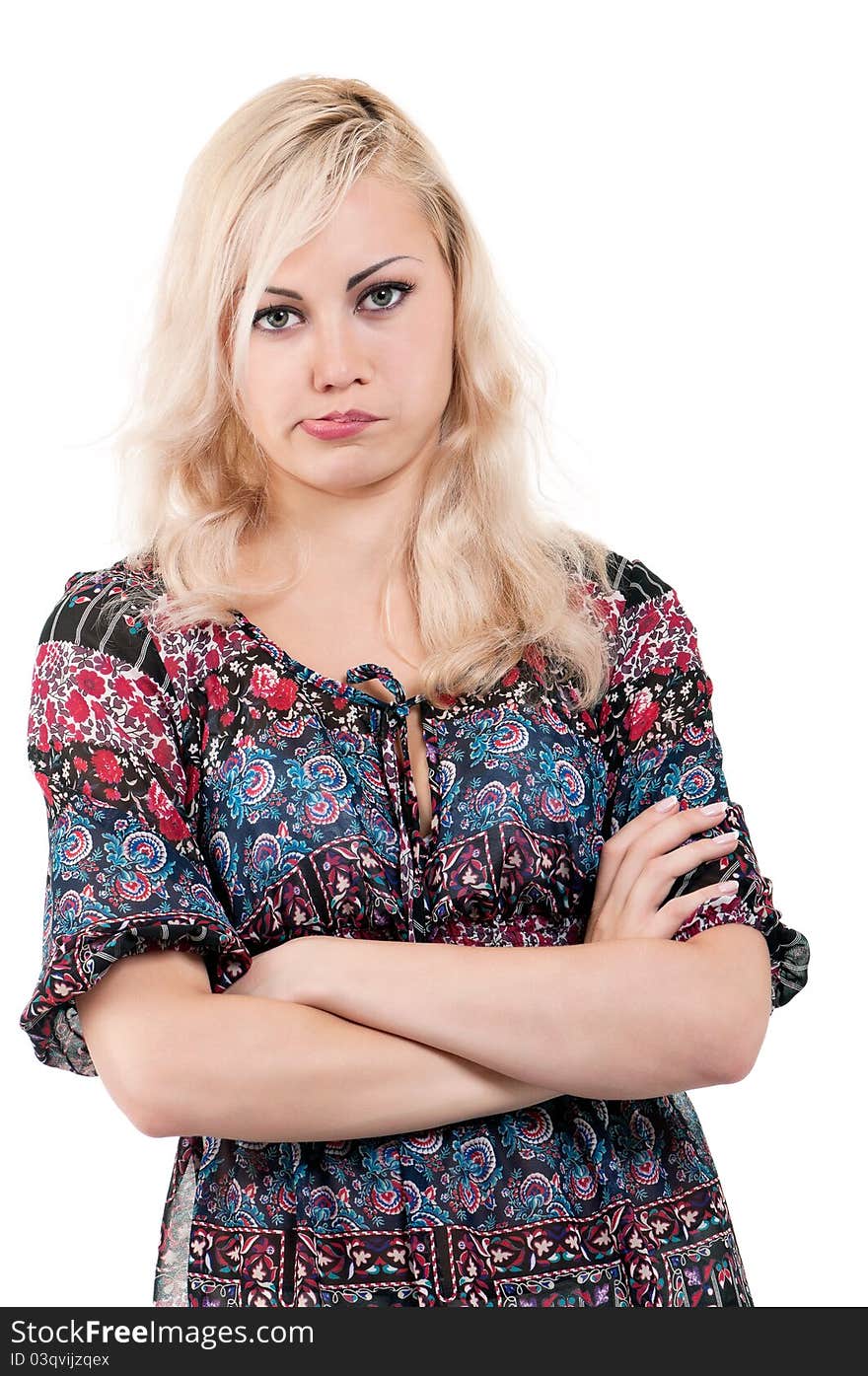 Portrait of young offended attractive girl - isolated on white background. Portrait of young offended attractive girl - isolated on white background