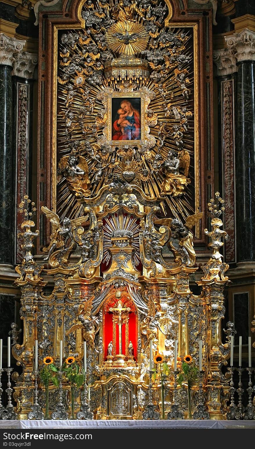 Inside of the church of Innsbruck in Austria