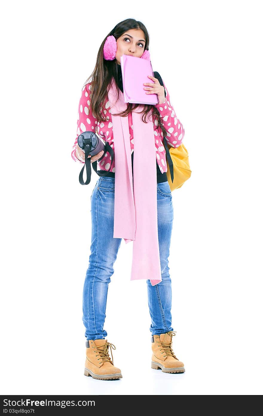 Student young girl ready to go to school