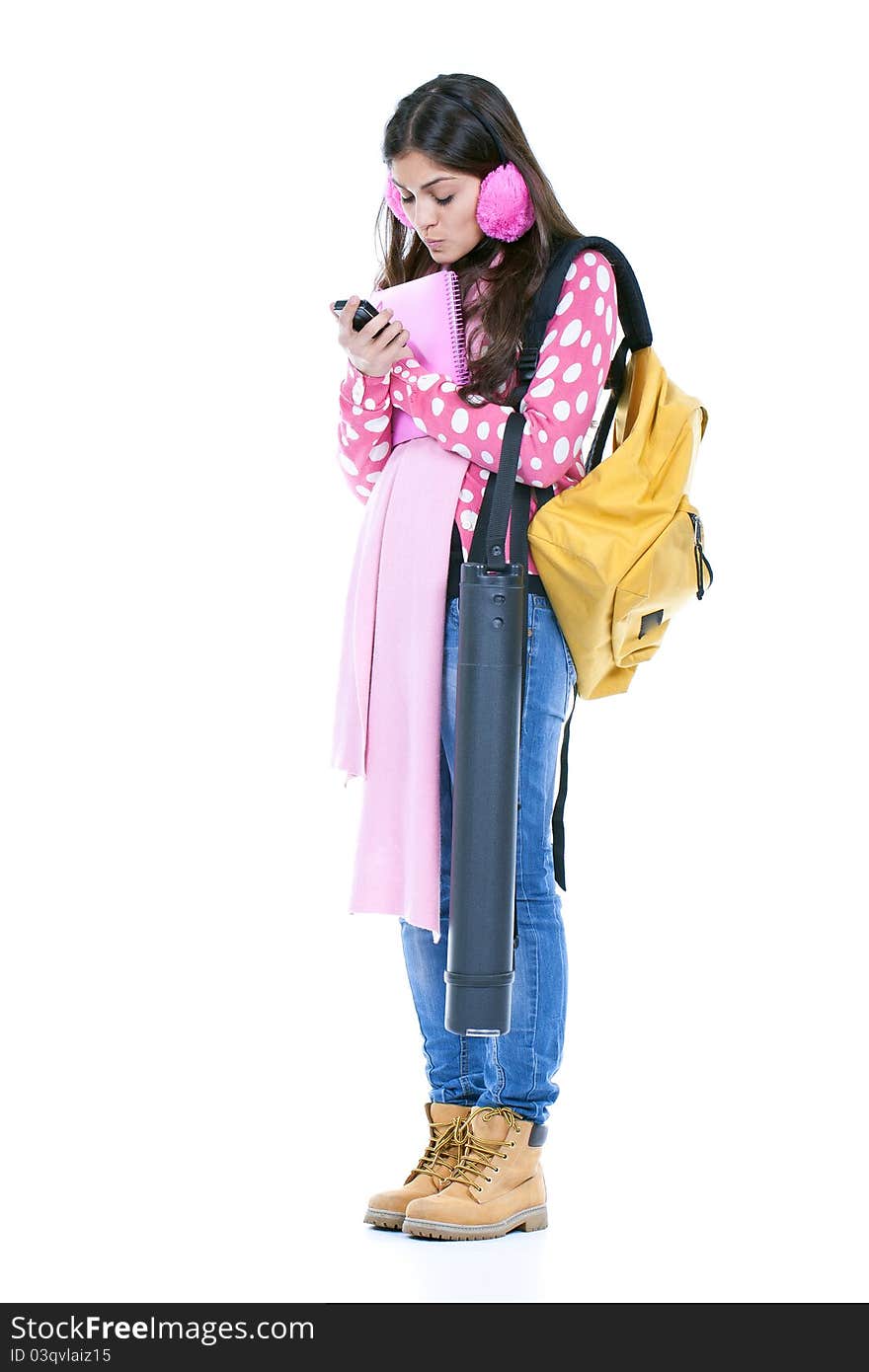 Student young girl ready to go to school