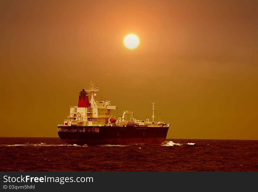 Petrol tanker in open waters