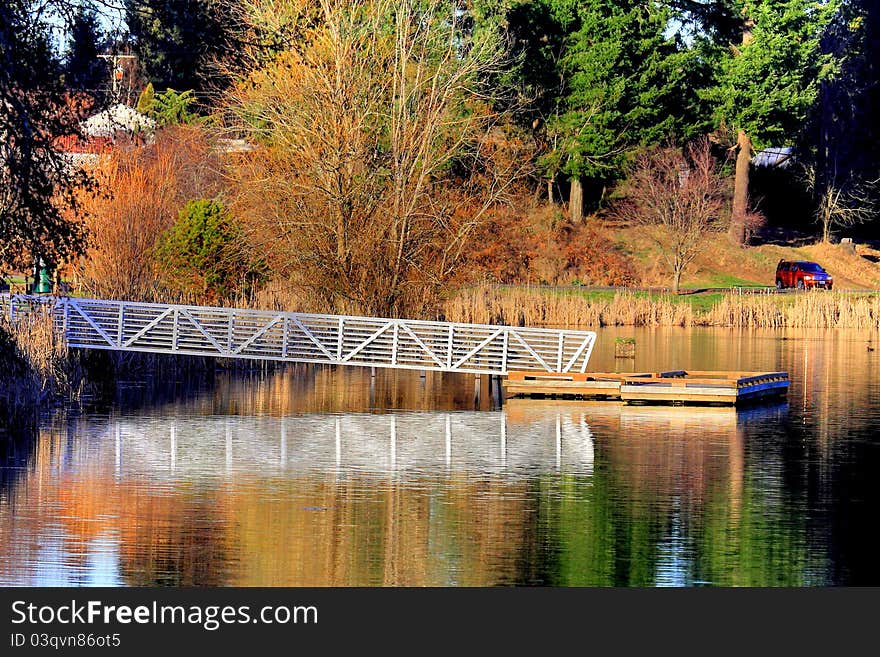 Fishing dock reflections in HDR