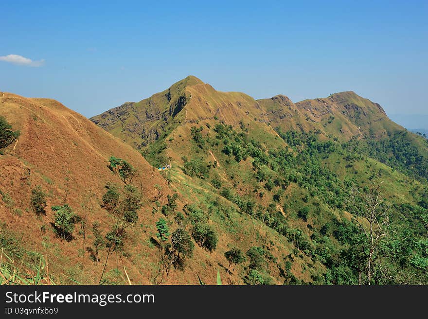 Top view of Mountain, Khao chang puak, Kanchanaburi, Thailand