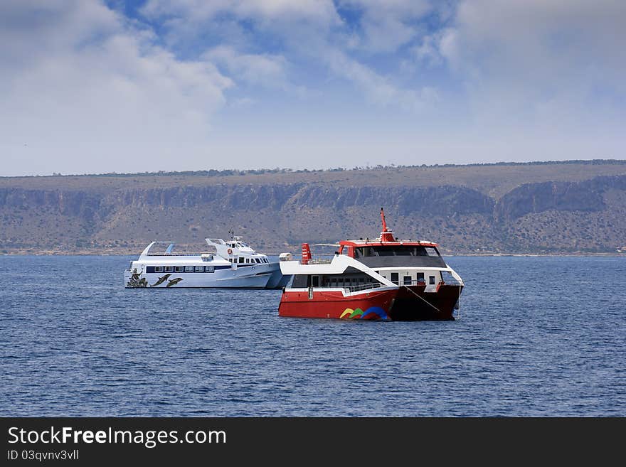 Ferries anchored in Alicante Bay