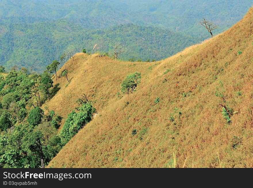 Top view of Mountain, Khao chang puak, Kanchanaburi, Thailand