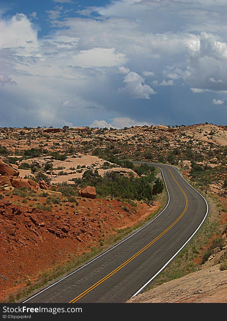 Empty Desert Road winding through Utah. Empty Desert Road winding through Utah