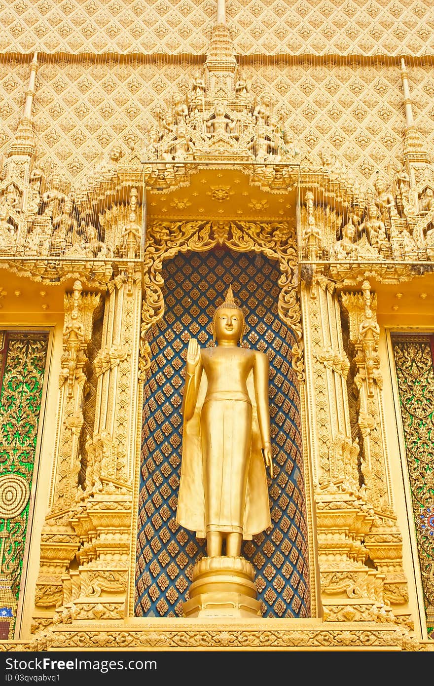 Buddha immage at church's wall of Phra sri aun Temple ,Thailand