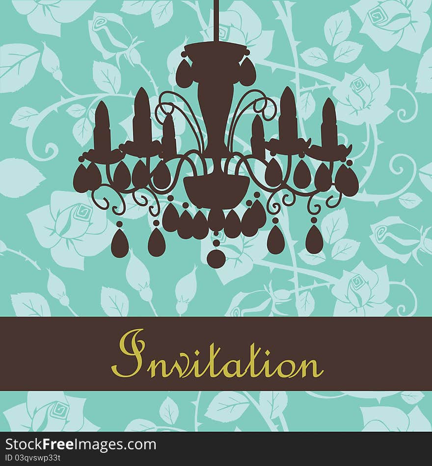 Glamur invitation with an antique lamp.