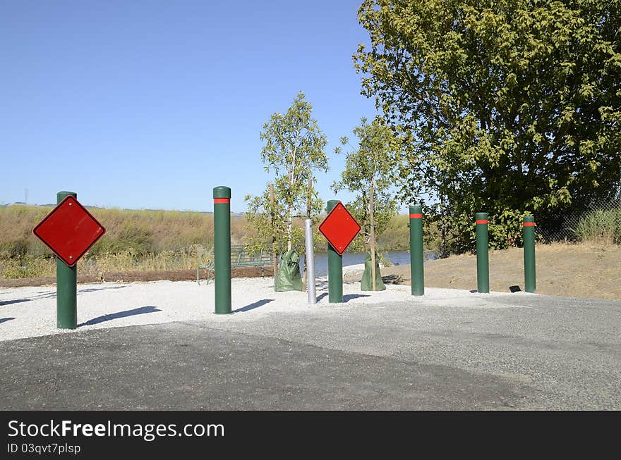 Posts at the end of a road