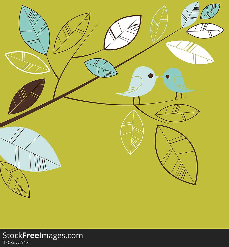 Birds kissing on a branch. Spring backgroud. Birds kissing on a branch. Spring backgroud