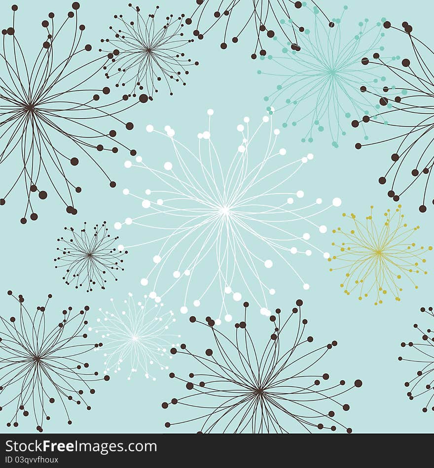 Retro floral seamless background. Blue background. Retro floral seamless background. Blue background