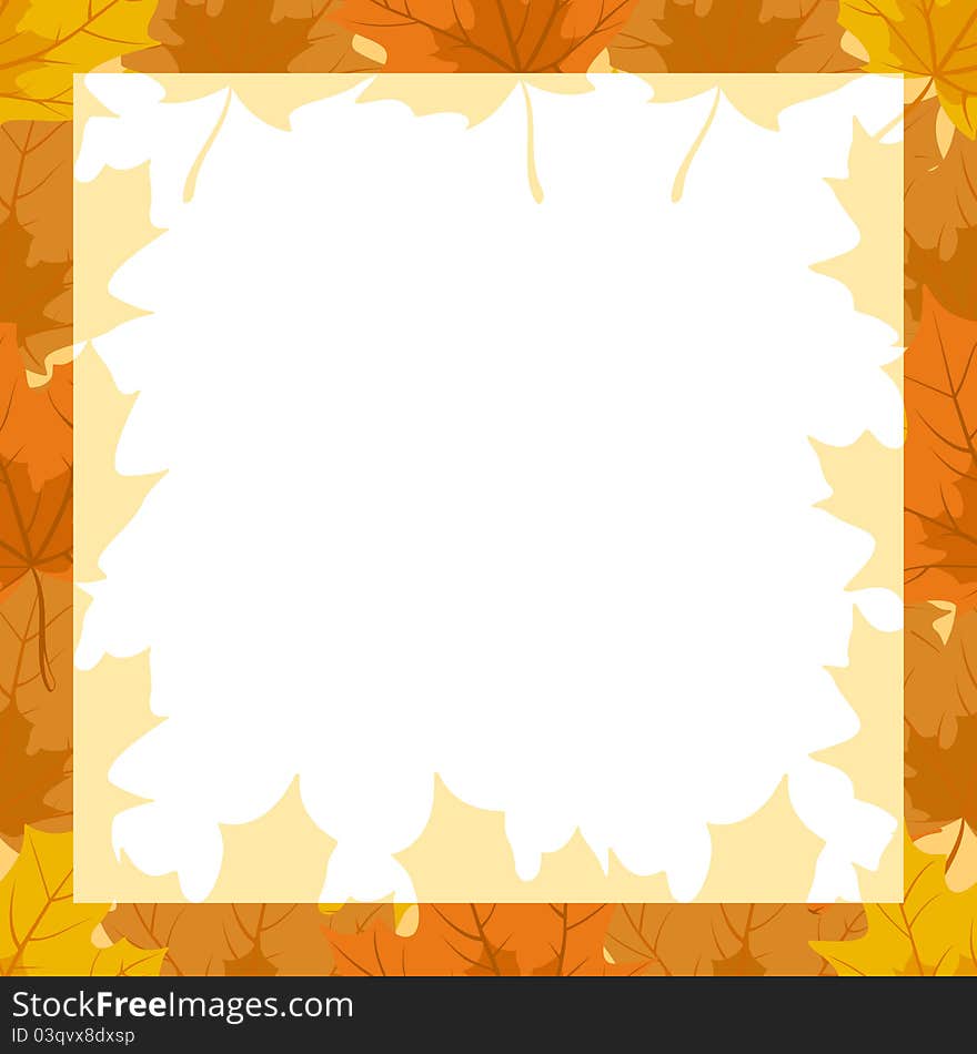 Seamless background from autumn maple leaves. The frame of autumn maple leaves