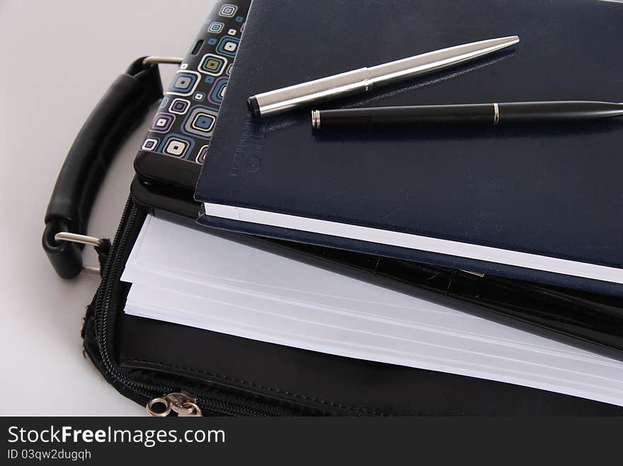 Accessories of the businessman on a white background