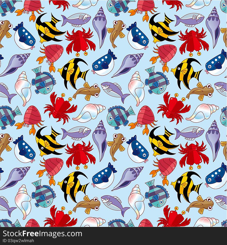 Cartoon fish seamless pattern