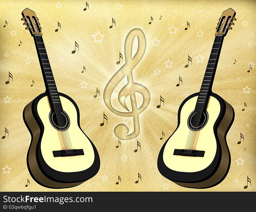 Abstract background with a guitar