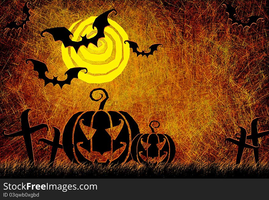 Grunge textured Halloween night background