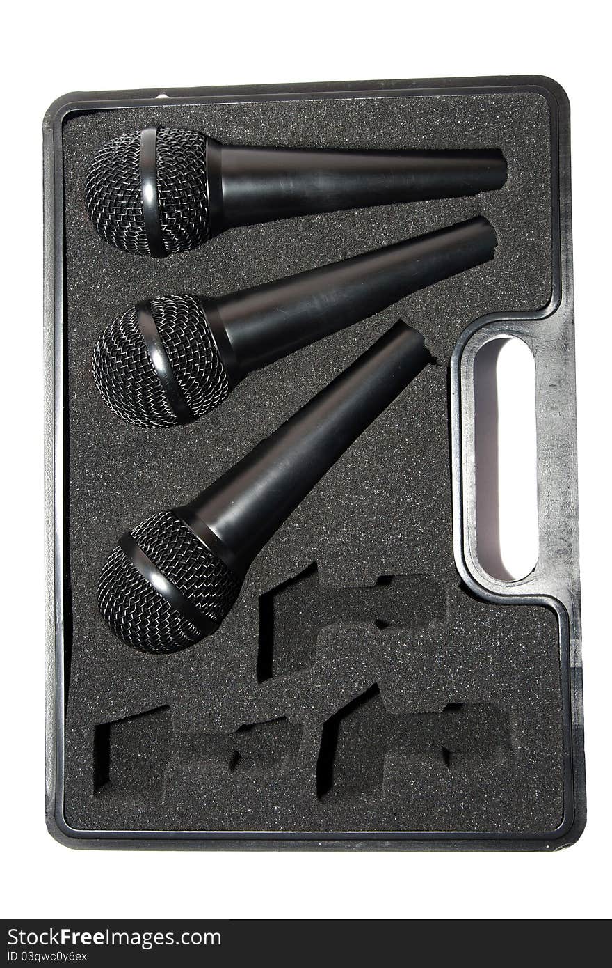 Three microphone set in black box