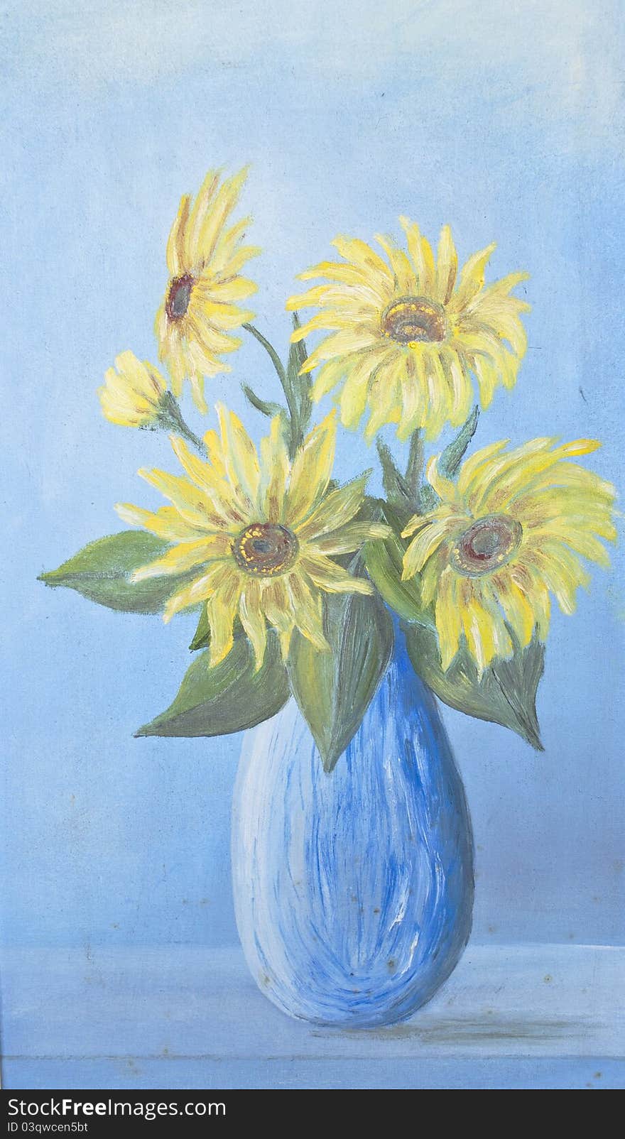 Lush bouquet of delicate sunflowers painting