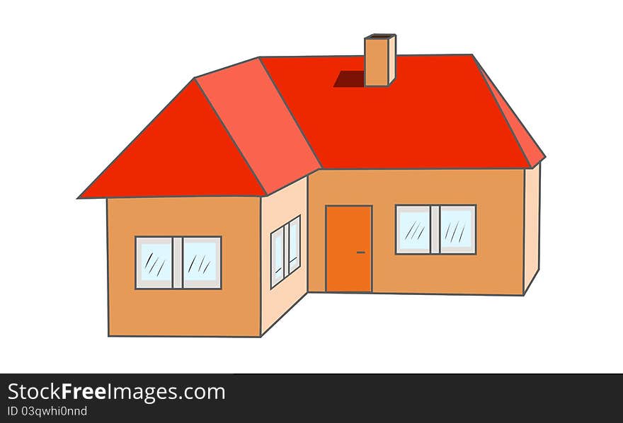 A real estate logo clip art illustration of a red house