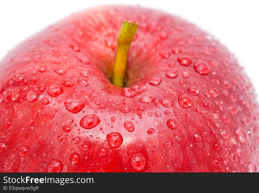 Red apple. Macro. isolated on white background