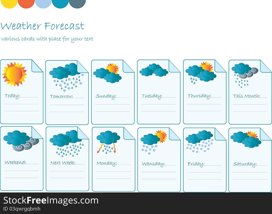 Creative Card With All Meteorology Symbols