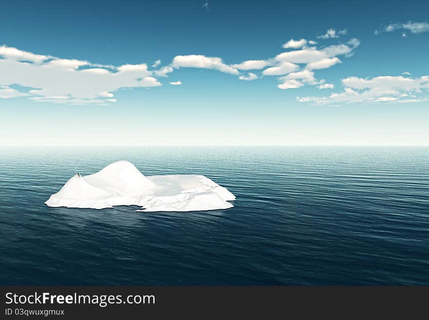 The big iceberg on the open ocean