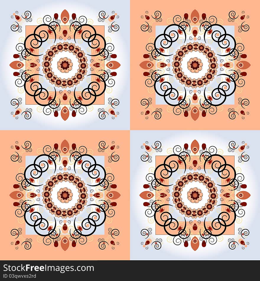 Pattern with flower on square background