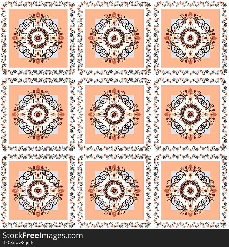 Pattern with curl and flower seamless texture. Pattern with curl and flower seamless texture