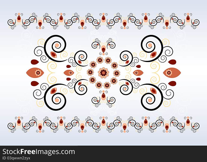 Horizontal ornament with flower and curl