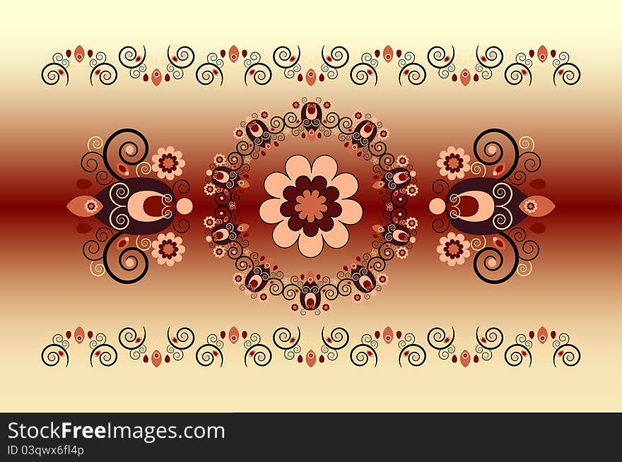 Horizontal Ornament With Flower