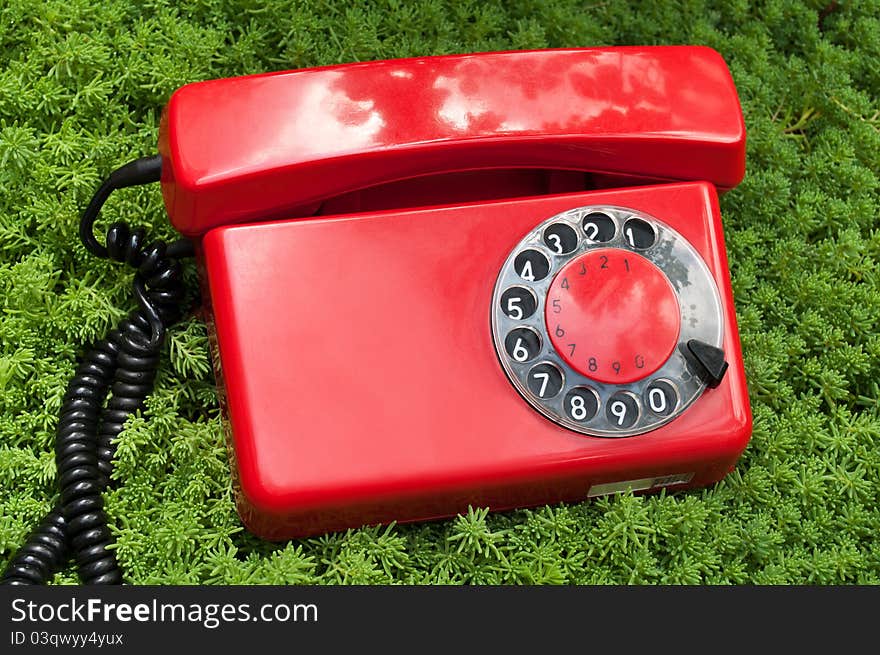 Red old telephone