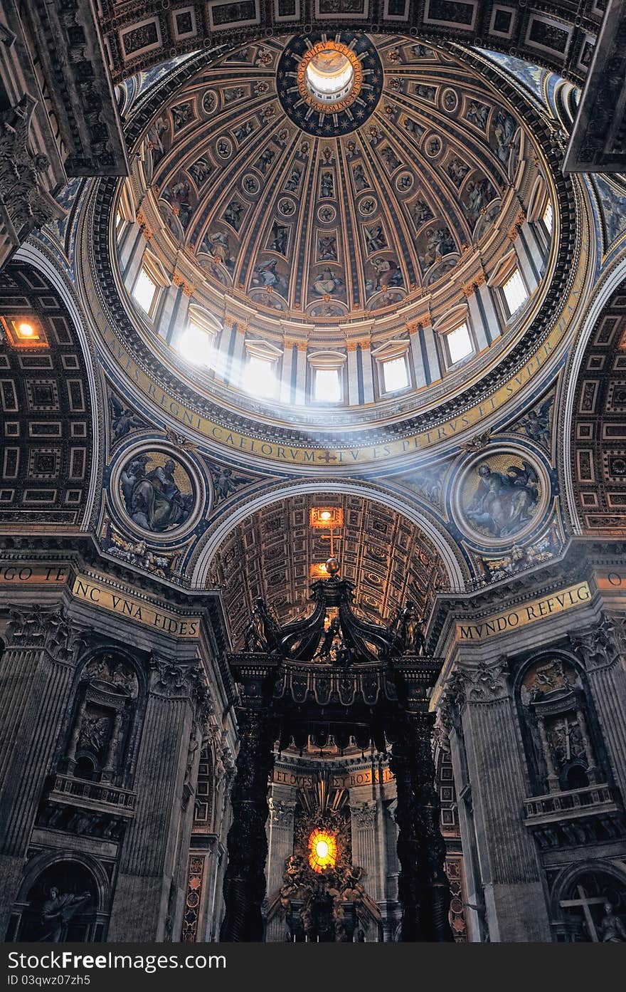 Interior of St. Peter's Cathedral, Vatican City. Italy. Interior of St. Peter's Cathedral, Vatican City. Italy