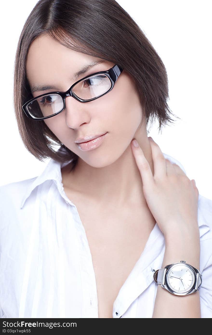 Portrait of beautyful woman with glasses optic. Portrait of beautyful woman with glasses optic