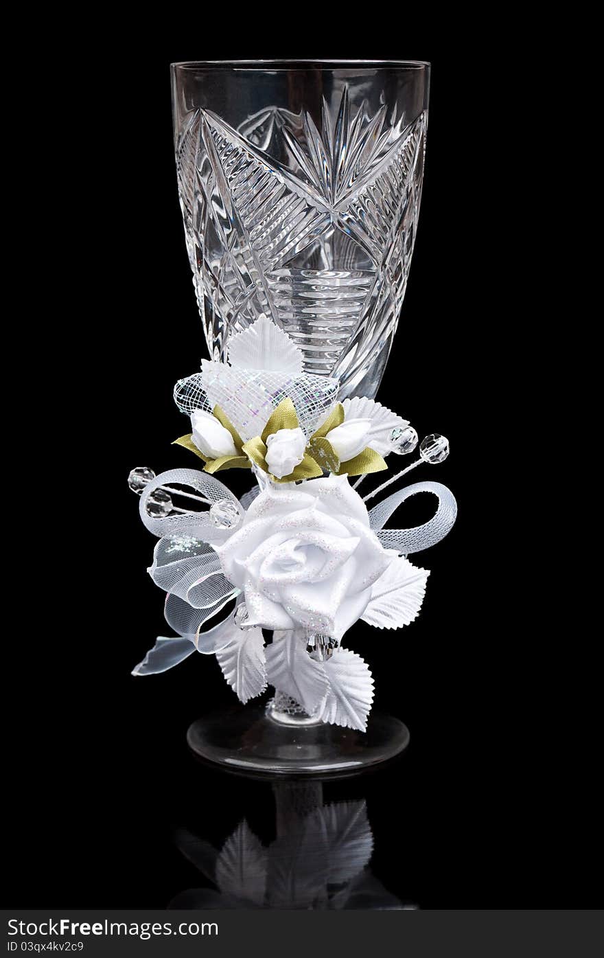 Wedding crystal glass isolated on a black background