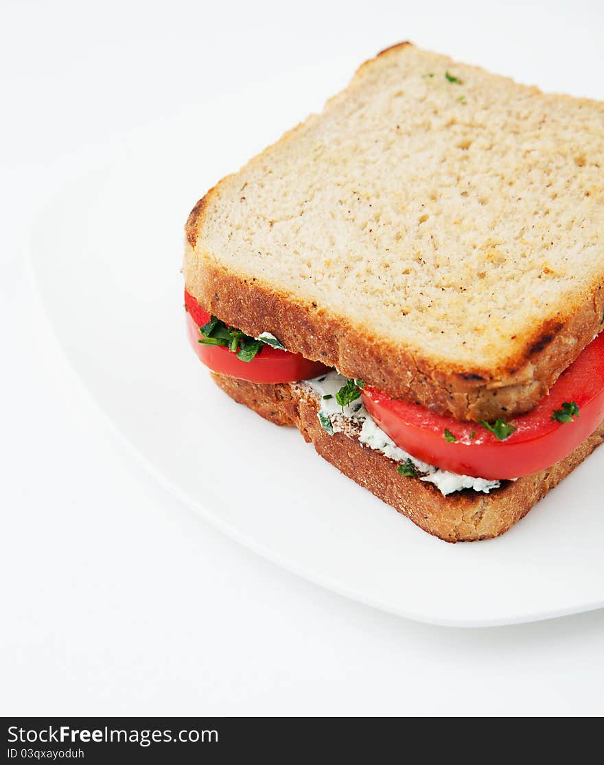 Sandwich with tomatoes and cheese