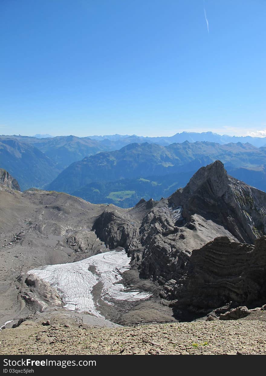 View from a mountain-pass, called Zeinenfurggel. View from a mountain-pass, called Zeinenfurggel.