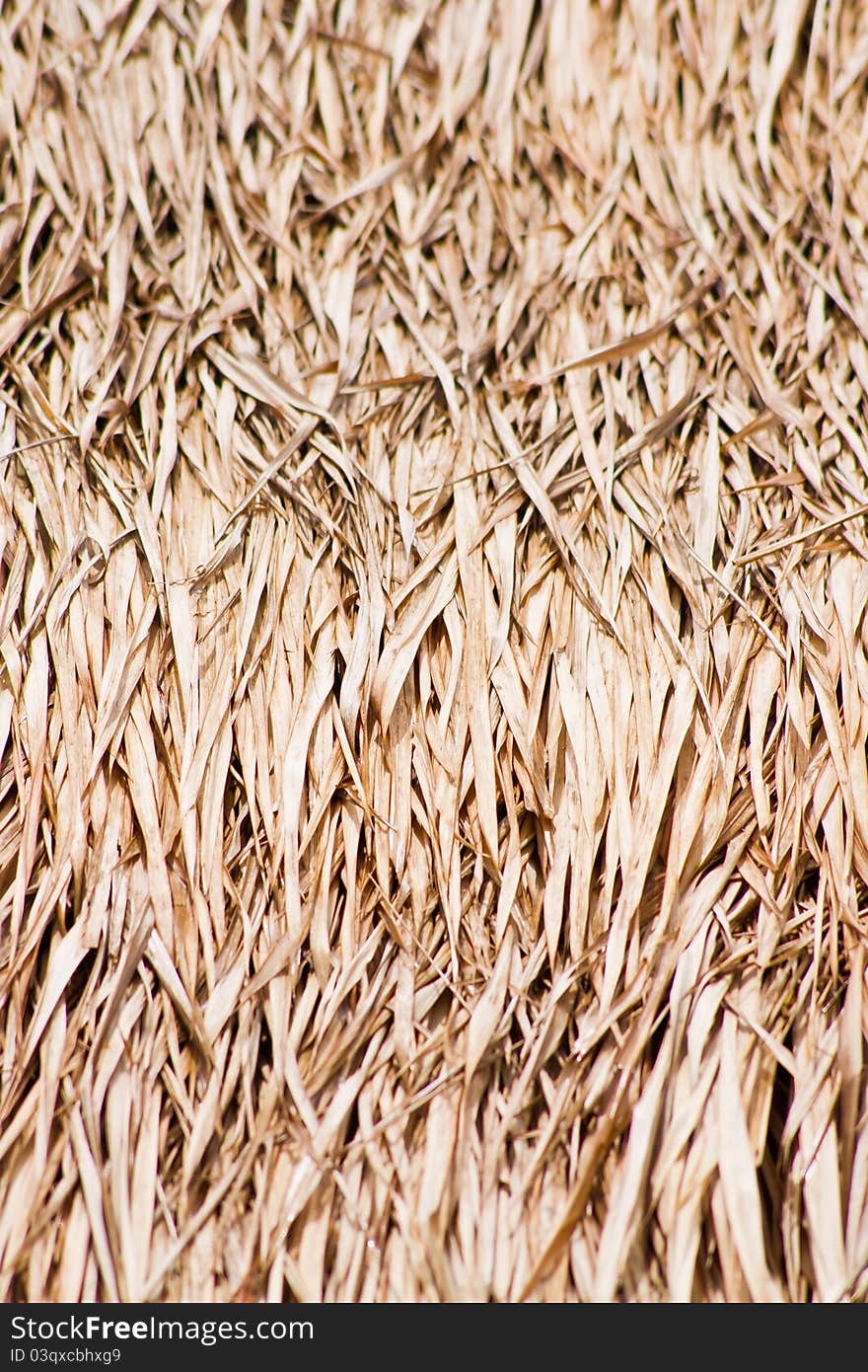 Close up of ground. Texture of straw. it bring to the roof