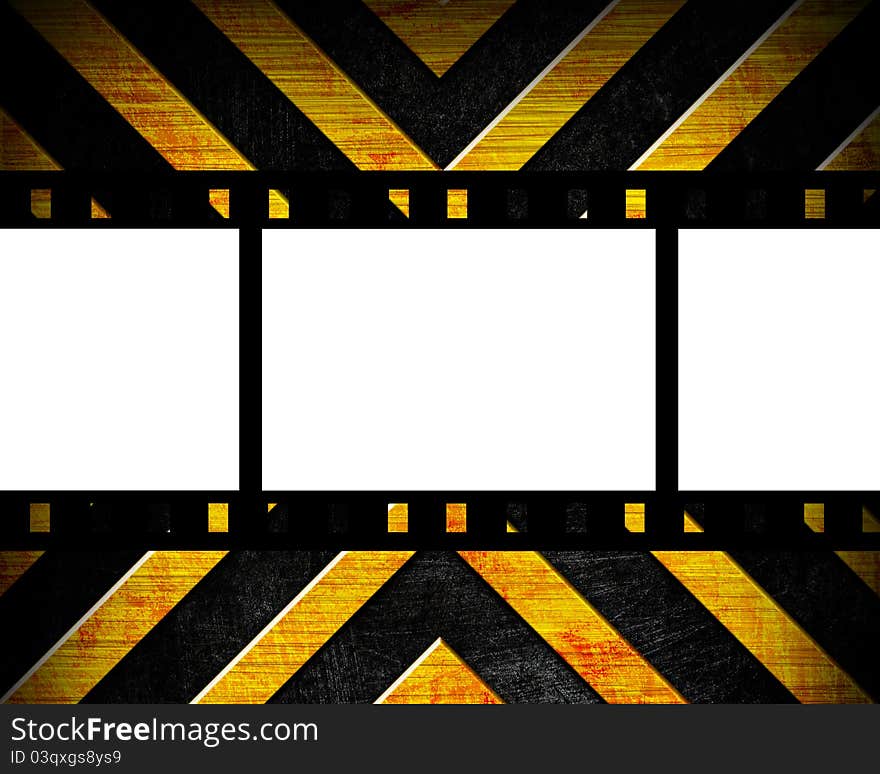 Old film strip on the danger background