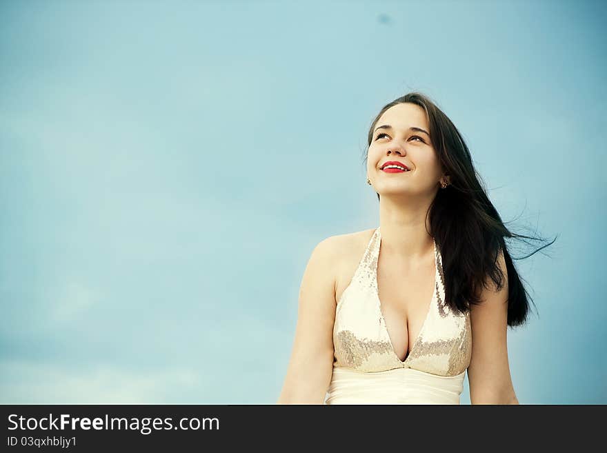 Beautiful girl in the white. Beautiful girl in the white