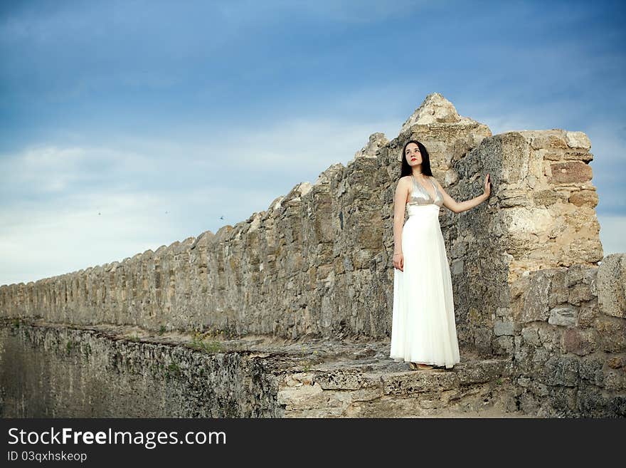 Beautiful girl in white dress