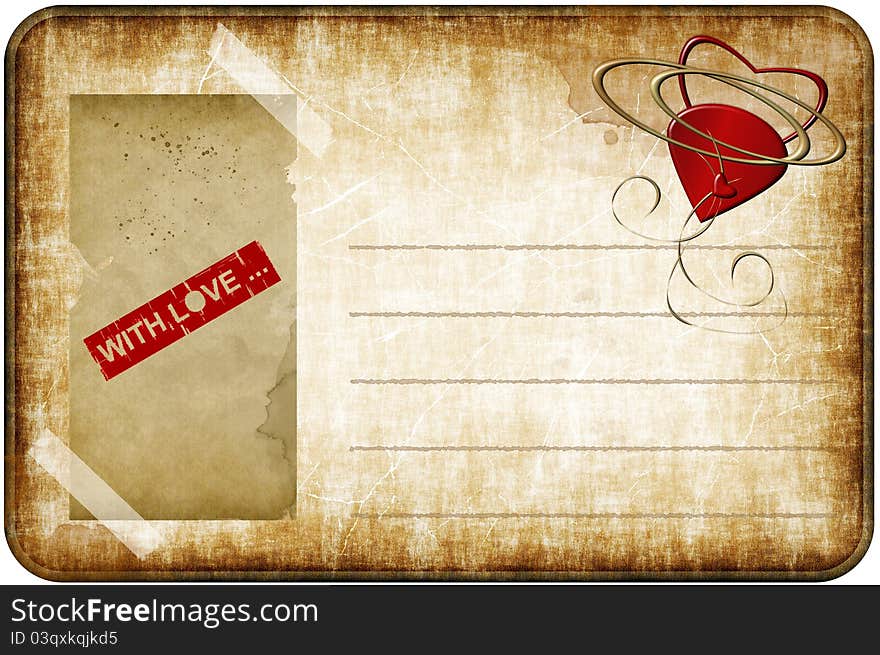 Romantic greeting card with hearts on a grunge background. Romantic greeting card with hearts on a grunge background