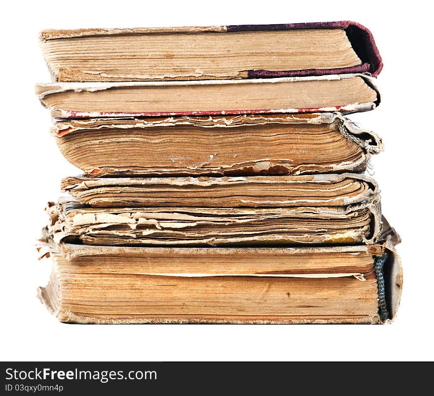 Old books on white background