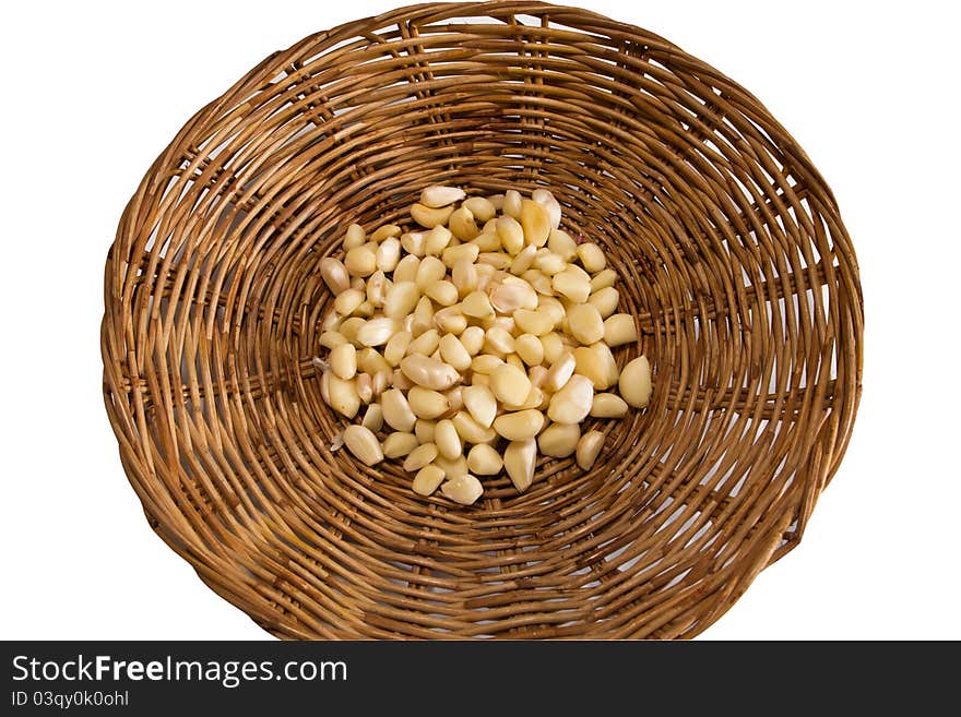 Clove Of Garlic In Bamboo Basket