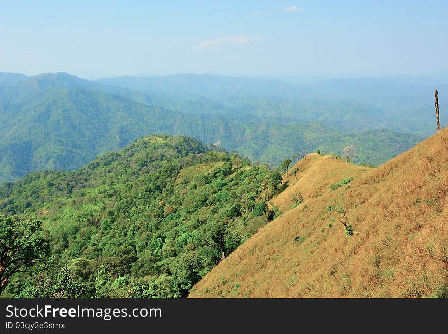 Top view of Mountain, Khao chang puak, Kanchanaburi, Thailand