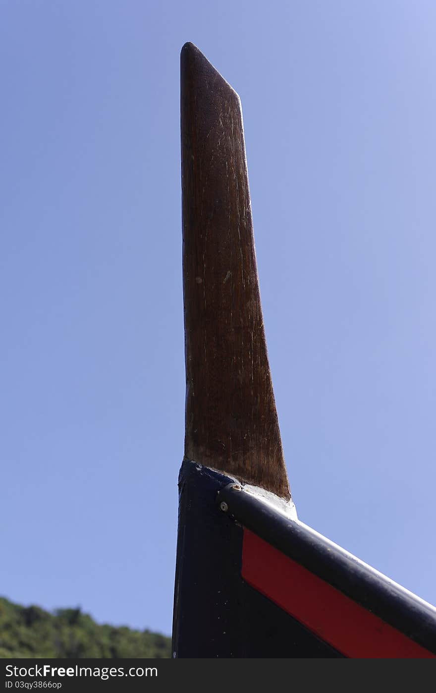 Detail of ligurian wooden boat named gozzo